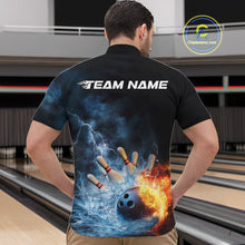 Load image into Gallery viewer, Custom Water And Fire Bowling Team Quarter-Zip Shirts For Men, Thunder Lightning Bowling Uniform IPHW9450