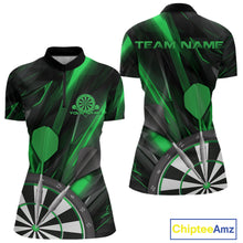 Load image into Gallery viewer, Custom Black And Green Dart Jerseys, Dart Quarter-Zip Shirts For Women Team Jerseys IPHW9682