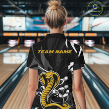 Load image into Gallery viewer, Custom Yellow Cobra Snake Bowling Team Jerseys, Bowling Quarter-Zip Shirts For Women IPHW9708