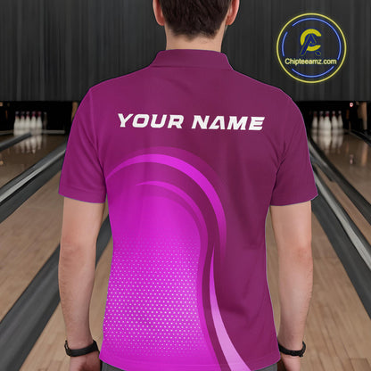 Custom Purple Bowling Team Polo Shirts For Men, Bowling Tournament Bowling League Shirt IPHW9237