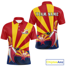 Load image into Gallery viewer, Custom Arizona Flag Bowling Team Polo Shirts For Men, Bowling Tournament Shirt IPHW9265
