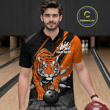 Load image into Gallery viewer, Custom Tiger Bowling Team Polo Shirts For Men, Bowling Tournament Outfit IPHW9096