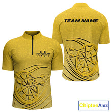 Load image into Gallery viewer, Custom Yellow Darts Quarter-Zip Shirts For Men, Yellow Dartboard Dart Team Jerseys For Players IPHW9637