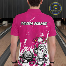 Load image into Gallery viewer, Pink Custom Drunk Bowling Ball And Pin Funny Men Polo Shirt, Bowling And Beer Jersey IPHW11235