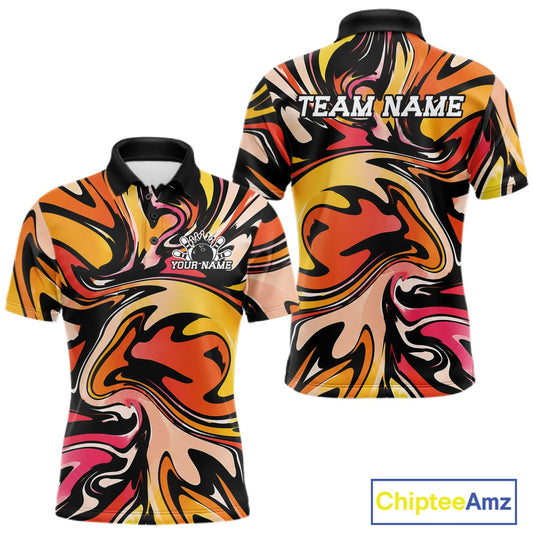 Colorful polo shirt with abstract design and 'Team Name' text on a white background