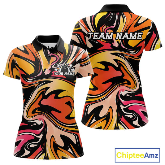 Colorful polo shirt with abstract design and 'Team Name' text on a white background