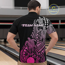 Load image into Gallery viewer, Custom Black And Pink Polynesian Tribal Turtle Bowling Men Quarter-Zip Team Shirts Outfit IPHW10986