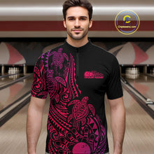 Load image into Gallery viewer, Custom Pink And Purple Polynesian Tribal Turtle Bowling Men Quarter-Zip Team Shirts Outfit IPHW10987