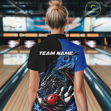 Load image into Gallery viewer, Custom Blue And Red Dragon Bowling Women Polo Team Shirt, Dragon Bowling League Shirts IPHW10368