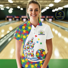 Load image into Gallery viewer, Custom Colorful Puzzles Autism Awareness Bowling Women Polo Shirt, Autism Acceptance Shirt IPHW11200