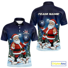 Load image into Gallery viewer, Custom Funny Christmas Bowling Men Polo Shirts, Xmas Santa Bowling Team Outfit IPHW10094