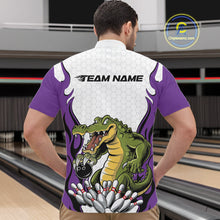 Load image into Gallery viewer, Custom Funny Alligator Bowling Men Quarter-Zip Shirt, Alligator Purple Bowling Team League Shirt IPHW10687