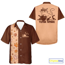 Load image into Gallery viewer, Custom Retro 50S Cat Bowling Button Up Shirt Men And Women, Vintage Cat Bowling Shirt IPHW10097