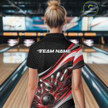 Load image into Gallery viewer, Custom Red Flame Bowling Women Polo Shirt, Bowling Team League Shirt Bowler Jerseys IPHW11226
