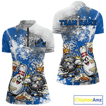 Load image into Gallery viewer, Custom Angry Bowling Ball And Pin Fight Funny Shirt, Blue Bowling And Beer Shirt IPHW11251