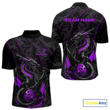 Load image into Gallery viewer, Custom Gray And Purple Camo Dragon Claws Bowling Men Quarter-Zip Shirts, Team Bowling Jerseys IPHW9856