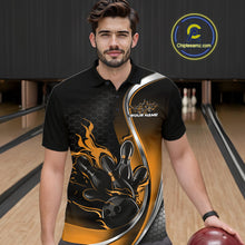 Load image into Gallery viewer, Custom Yellow Flame Bowling Men Jerseys, Bowling Team League Shirt Bowlers Jerseys IPHW11302