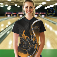 Load image into Gallery viewer, Custom Yellow Flame Bowling Women Jerseys, Bowling Team League Shirt Bowlers Jerseys IPHW11302