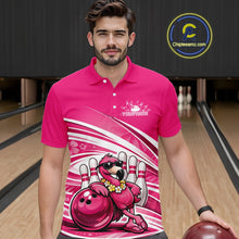 Load image into Gallery viewer, Funny Flamingo Custom Bowling Men Polo Shirt, Summer Vibe Bowling Tournament Shirt IPHW11023