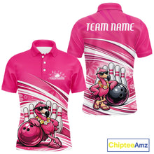 Load image into Gallery viewer, Funny Flamingo Custom Bowling Men Polo Shirt, Summer Vibe Bowling Tournament Shirt IPHW11023
