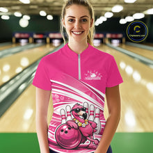 Load image into Gallery viewer, Funny Flamingo Custom Bowling Women Shirt, Summer Vibe Bowling Tournament Shirt IPHW11023