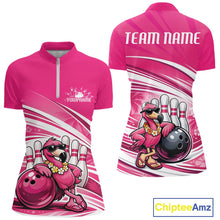 Load image into Gallery viewer, Funny Flamingo Custom Bowling Women Shirt, Summer Vibe Bowling Tournament Shirt IPHW11023