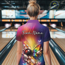 Load image into Gallery viewer, Custom Colorful Rainbow Colors Butterfly Bowling Team Shirt For Women, Bowling League Shirt IPHW11035