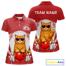 Load image into Gallery viewer, Custom Cool British Shorthair Cat With Funny Gesture Bowling Women Polo Shirt, Team Outfit IPHW11050