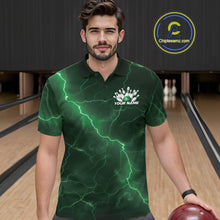 Load image into Gallery viewer, Custom Green Lightning Cobra Bowling Men Polo Shirt, Bowling Tournament Team Shirt IPHW11080