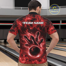 Load image into Gallery viewer, Custom Red Flame Bowling Men Quarter-Zip Team Shirt, Bowling Tournament Shirt IPHW11083