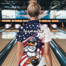 Load image into Gallery viewer, Custom Patriotic Funny White Duck Bowling Women Quarter-Zip Shirt, US Flag Jerseys IPHW11121