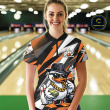 Load image into Gallery viewer, Custom Funny White Boss Duck Bowling Women Quarter-Zip Shirt, Cool Duck Bowling Jerseys IPHW11123