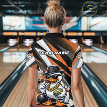 Load image into Gallery viewer, Custom Funny White Boss Duck Bowling Women Quarter-Zip Shirt, Cool Duck Bowling Jerseys IPHW11123