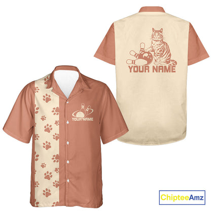 Custom Retro 50S Cat Bowling Button Up Shirt For Men And Women, Classic Cat Bowling Shirt IPHW10070