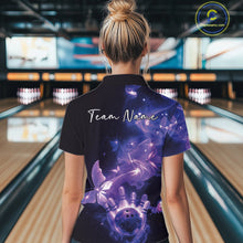 Load image into Gallery viewer, Custom Purple Galaxy Butterfly Bowling Women Quarter-Zip Shirt, Bowling Team Outfit IPHW10881