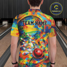 Load image into Gallery viewer, Custom Colorful Autism Awareness Bowling Team Men Polo Shirt, Puzzles Bowling Shirt IPHW11213