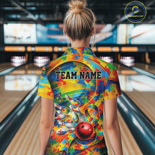 Load image into Gallery viewer, Custom Colorful Autism Awareness Bowling Team Women Shirt, Puzzles Bowling Shirt IPHW11213