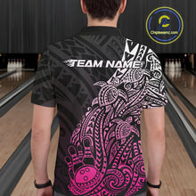 Load image into Gallery viewer, Custom Black And Pink Polynesian Tribal Turtle Bowling Men Polo Team Shirts Outfit IPHW10980