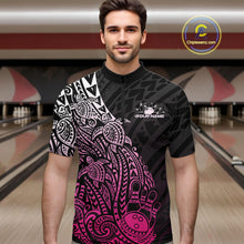 Load image into Gallery viewer, Custom Black And Pink Polynesian Tribal Turtle Bowling Men Quarter-Zip Team Shirts Outfit IPHW10980