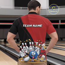 Load image into Gallery viewer, Custom Red Funny Bowling Men Quarter-Zip Shirts, Bowling And Beer Party Bowlers Outfit IPHW10816