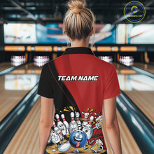 Load image into Gallery viewer, Custom Red Funny Bowling Women Quarter-Zip Shirts, Bowling And Beer Party Bowlers Outfit IPHW10816