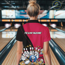 Load image into Gallery viewer, Custom Pink Funny Bowling Women Shirts, Bowling And Beer Party Bowlers Outfit IPHW10817