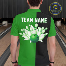 Load image into Gallery viewer, Green and Black retro vintage Bowling polo, quarter zip shirts for men custom Bowling team jerseys NQS11564