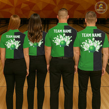 Load image into Gallery viewer, Green and Black retro vintage Bowling polo, quarter zip shirts for men custom Bowling team jerseys NQS11564