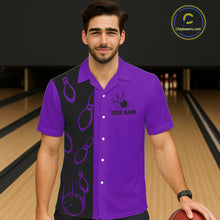 Load image into Gallery viewer, Purple and Black retro vintage Bowling Hawaiian Shirt custom Bowling team jerseys NQS11566