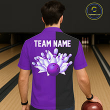 Load image into Gallery viewer, Purple and Black retro vintage Bowling Hawaiian Shirt custom Bowling team jerseys NQS11566