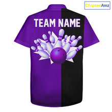 Load image into Gallery viewer, Purple and Black retro vintage Bowling Hawaiian Shirt custom Bowling team jerseys NQS11566