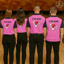 Load image into Gallery viewer, Personalized Pink Black Retro Bowling Polo Shirts For Men custom vintage bowling team jerseys NQS6568