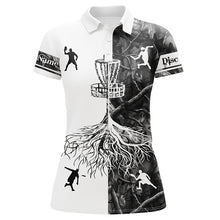 Load image into Gallery viewer, Women disc golf polo shirts gray camo custom name disc golf team shirt, disc golf gifts NQS6897