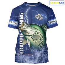 Load image into Gallery viewer, Crappie Fishing blue lightning jerseys custom name performance Long Sleeve tournament fishing shirts NQS5351